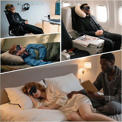 Silk Sleep Mask,100% Natural Eye Masks for Sleep/Women/Men Satin and Lightweight Complete Blackout Sleeping Mask Ergonomic Design for Side Sleeper,Travel,Airplane with Pouch Large(L)