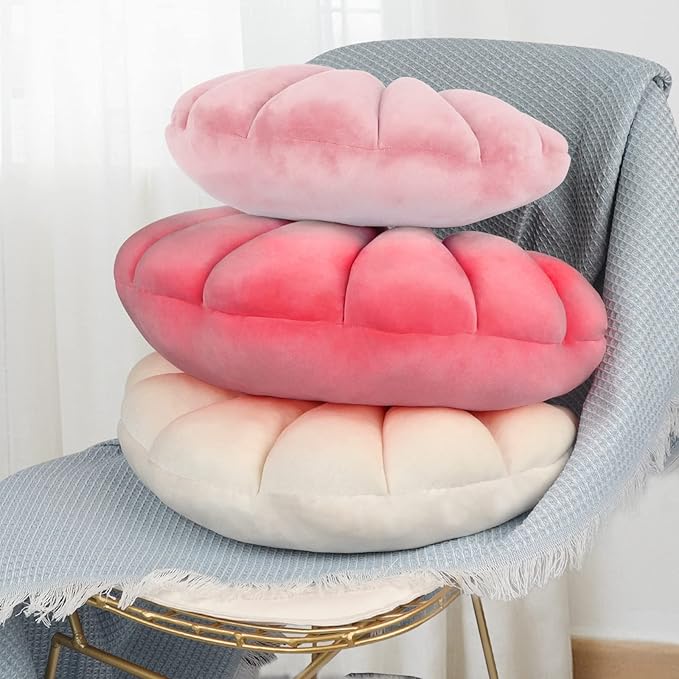 Yi-gog Seashell Pillow Sea Shaped Decorative Princess Throw Pillow 3D Velvet Soft Ocean Cute Throw Pillows for Bed Couch Chair Sofa Room 13.4 X 9.8 inch