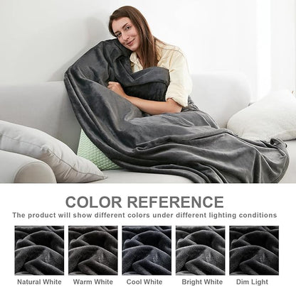 Hansleep Fleece Charcoal Throw XL Blanket, Super Soft Flannel Fuzzy, Plush Cozy Blanket for All Seasons, Charcoal, Throw XL 50x70 Inches