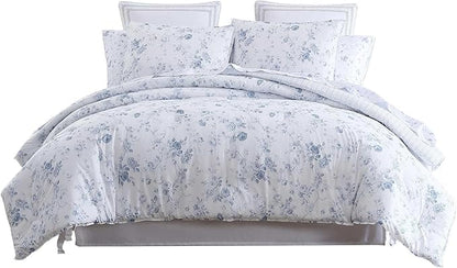 Laura Ashley - Twin XL Comforter Set, Soft & Reversible Cotton Bedding for Year Round Use, 2 Piece Bed Set with Matching Pillowcase (Belinda Blue)