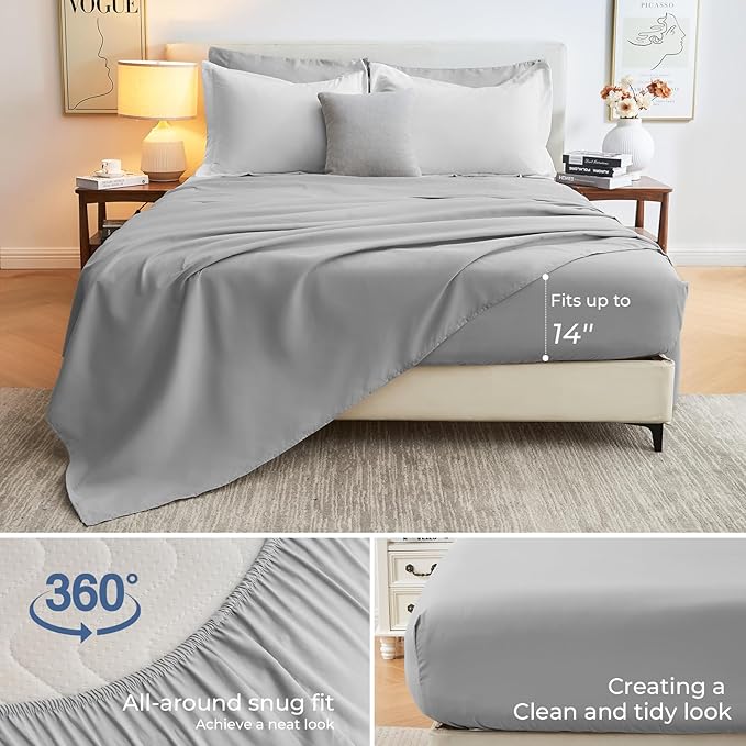Sasttie Twin Comforter Set, 5 Pieces Reversible Bed in a Bag Twin, Complete Bedding Set Includes Comforter, Flat Sheet, Fitted Sheet, Pillowcase and Pillow Sham, Ivory & Light Grey