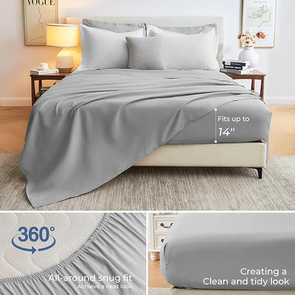 Sasttie Oversized King Comforter Set, 7 Pieces Reversible Bed in a Bag, Complete Bedding Set Includes 120''x98'' Comforter, Flat Sheet, Fitted Sheet, Pillowcases and Pillow Shams, Ivory & Light Grey