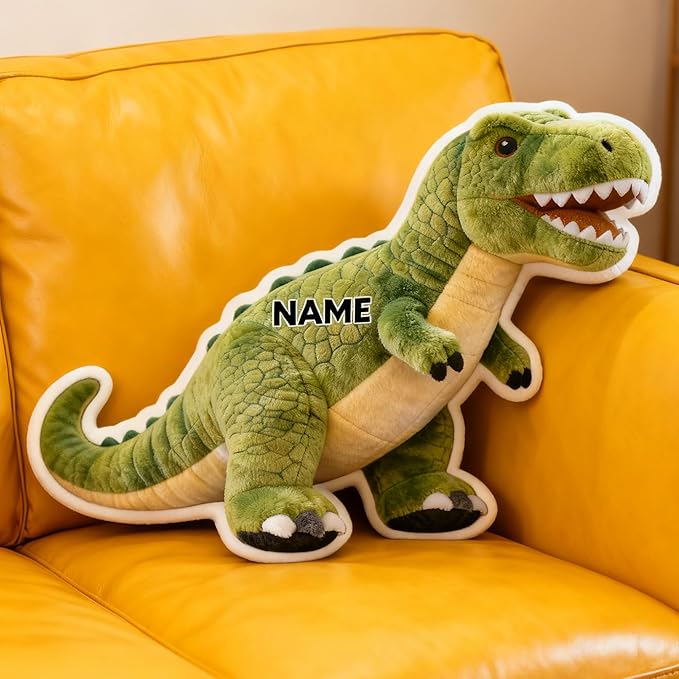 Custom Dinosaur Shaped Pillow Personalized Double-Sided Printed Cute Pillow Customized Christmas Party Commemorative Gift Sofa Decorative for Boys and Girls 8-32in