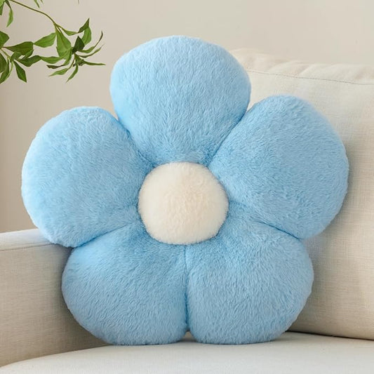 Zlgkjk Flower Pillow, Decorative Throw Pillows with Soft Plush for Couch Bed, Cute Daisy Pillow Cushion Home Decor Floral Throw Pillow (Blue, 19.6 Inches)