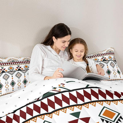 Erosebridal Rustic Western Comforter Set Twin Size, Bohemian Aztec Southwestern Bedding Set for Kids Boys Teens Adult Bedroom, Vintage American Native Duvet Insert Indian Exotic Geometric Quilt