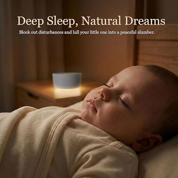 Kipcush White Noise Machine with Night Light – Nursery Sound Machine with Soft Non-Glare Lamp, 30 Soothing Sounds, 8 Color Lights, Up to 8-Hour Timer for Baby & Adults