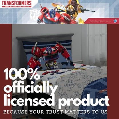Transformers Optimus Prime Super Soft Comforter and Sheet Set with Sham, 4 Piece Twin Size, (Official Licensed Product) by Franco Collectibles