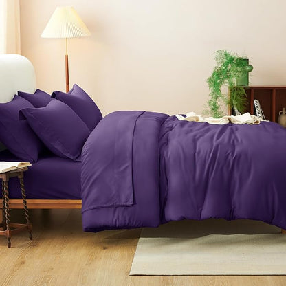 CozyLux Full Size Comforter Set Purple, 7 Pieces Bed in a Bag Full Comforter Set with Sheets, Soft Bedding Set with Down Alternative Comforter, Fitted Sheets, Flat Sheets, Pillow Shams and Pillowcases