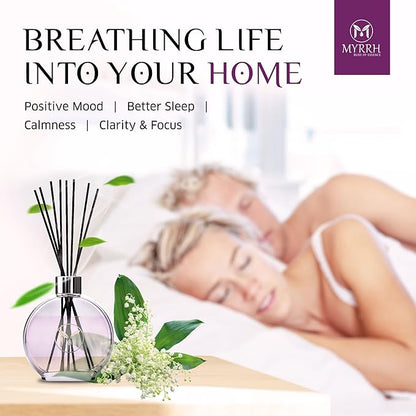 Lily of The Valley Scented Reed Diffuser Set with 8 Rattan Diffuser Sticks, 150 ml, All Natural Air Freshener, Long-Lasting Diffusers at Home - MyrrhUSA