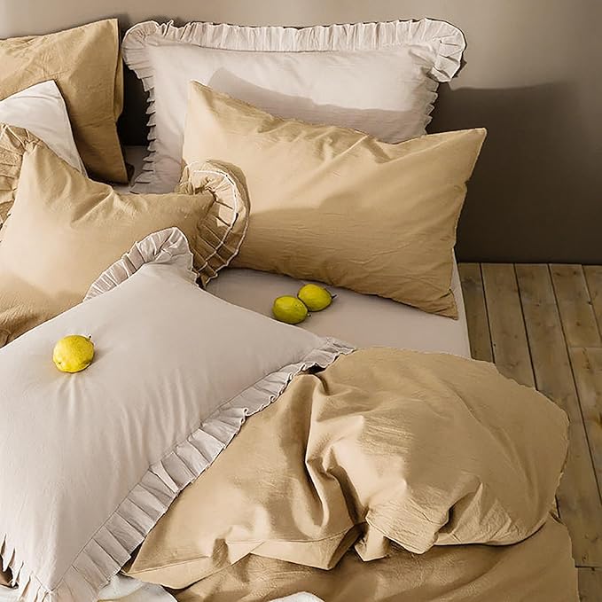 Luxlovery Beige Comforter Set Queen Champange Khaki Bedding Comforter Set Taupe Quilts Blanket Soft Durable Quilts 3 Piece Champagne Khaki Color Comforter Bedding Set
