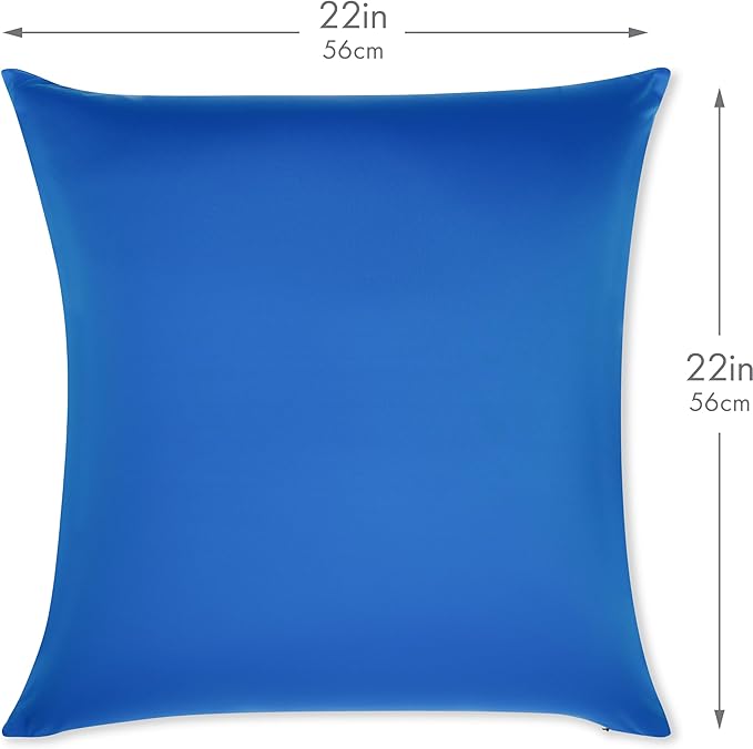 PILLOWY 22" x 22" Throw Pillow - Yeal Blue: 1 PCS Luxurious Premium Microbead Pillow with 85/15 Nylon/Spandex Fabric. Forever Fluffy, Outstanding Beauty & Support. Silky, Soft & Beyond Comfortable