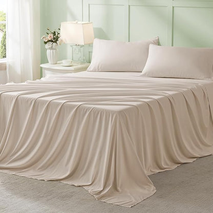 Anluoer Beige Twin Comforter Set 5 Pieces, Bed in a Bag with Sheets, All Season Bedding Sets with 1 Comforter, 1 Pillow Sham, 1 Pillowcase, 1 Flat Sheet, 1 Fitted Sheet