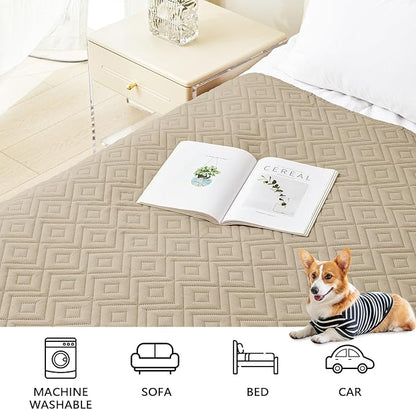 hyha Waterproof Dog Blanket, Soft Pet Bed Blankets, Waterproof Sofa Couch Cover for Dogs Washable, Reversible Pet Couch Covers for Sofa Furniture (40x50 Inch, Taupe/Beige)
