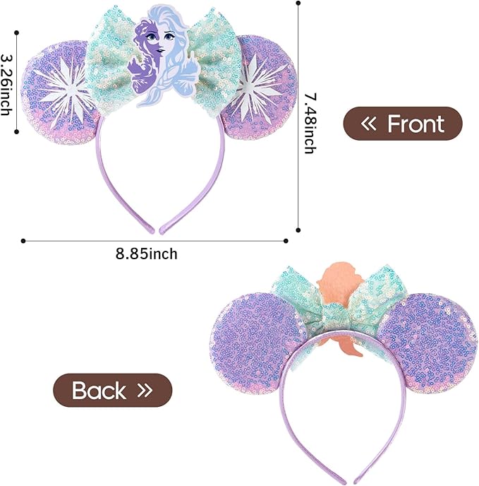 Mouse Ear Headbands,Sparkle Mouse Ears Headband for Women Girls Cartoon Princess Costume Cosplay Decoration (Elsa)