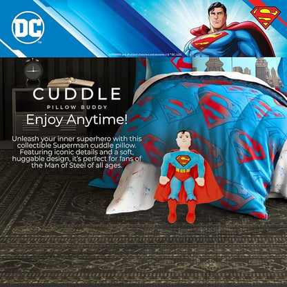 DC Comics Superman Bedding Super Soft Cozy Cuddle Pillow Buddy, (Officially Licensed Product) by Franco