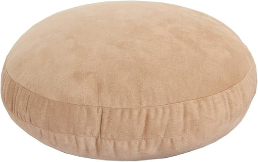 Round Throw Pillow for Kids 18x18 100% Down-Like Polyester Super Soft Filling Decor Cushion Ultra Fluffy Feather-Like Touch Floor Pillow for Couch Bed Sofa Car, Khaki, 1 Piece, 18 Inches