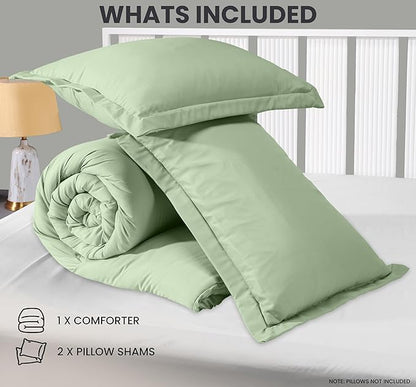 Queen Comforter Set 3 Piece Sage Green by Utopia Bedding, Comforters Queen Size, Bedding Comforters Sets, Down Alternative Soft Bed Set, 1 Comforter (88 x 88 inches) 2 Pillow Shams (20 x 26 inches)