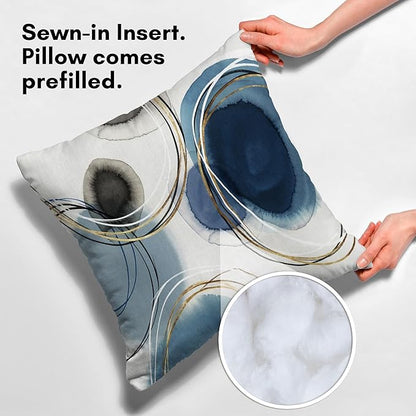 Americanflat 18x18 Throw Pillow with Sewn-in Insert - All-in-One Decorative Pillows - No Cover Needed - Soft and Durable Cushion for Bed or Sofa - Polyester - Blue, White, Black and Gold