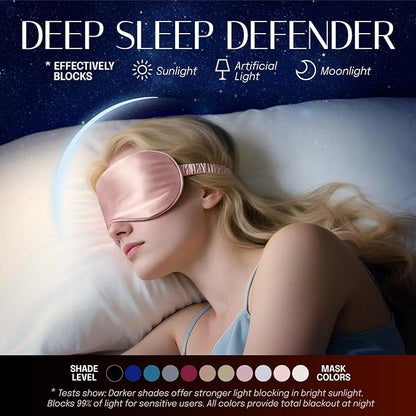 Silk Sleep Mask Eye Mask Blindfold with Double Layer Silk Filling and Elastic Strap for Full Night's Sleep, Travel and Nap, Eye Cover Eyeshade with Luxury Bag and Ear Plugs by OLESILK (Dark Pink)