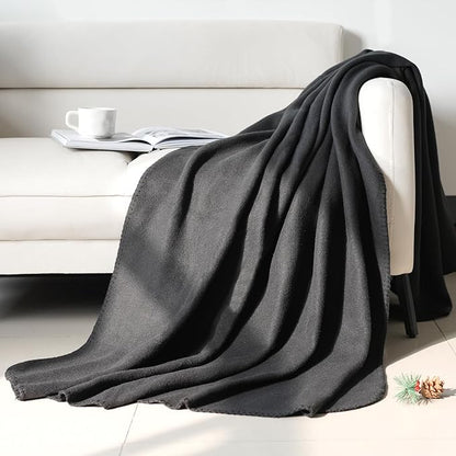 ZYFZCYBL Fleece Throw Blankets Lightweight Warm Soft Cozy Pet-Friendly Bulk Fleece Throw Blanket Solid for Home Bed, Sofa，Office,Gifts, Couch (Pack of 6-50 x 60 inch，Black)