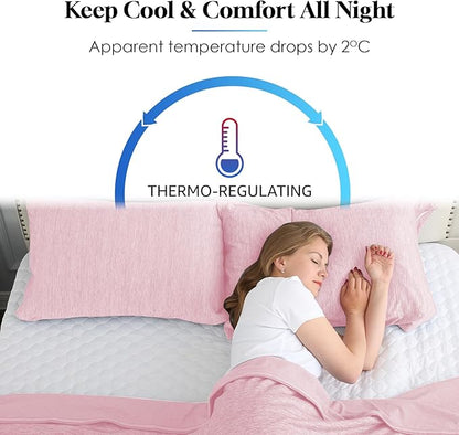 CHOSHOME Cooling Pillow Cases Zipper Pillow Covers Q-Max > 0.45 Zippered Pillowcases for Hot Sleepers, Soft, Breathable, Skin-Friendly, 2 Pack (King, 20"x36", Pink)