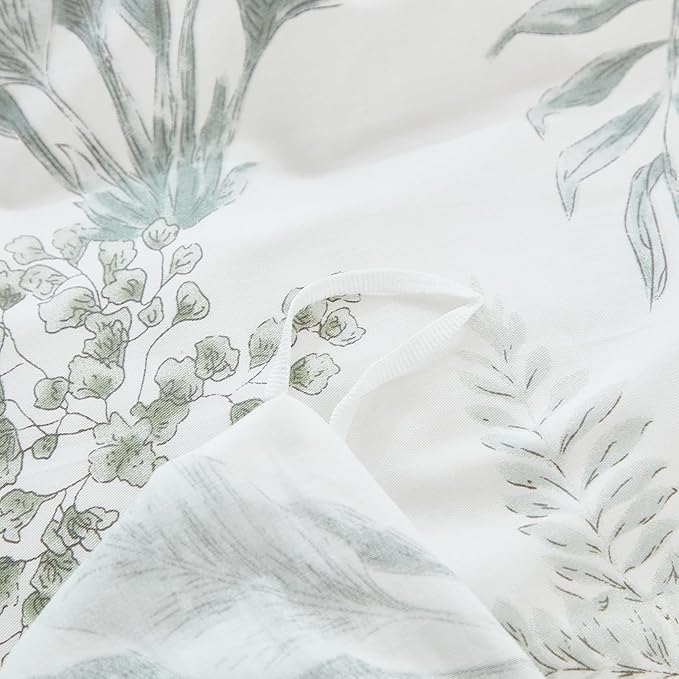 100% Cotton Comforter King Size Green Floral Bedding Set Reversible Botanical Comforter Set 3 Pcs Cottagecore Aesthetic Soft Bedding Sets for All Season