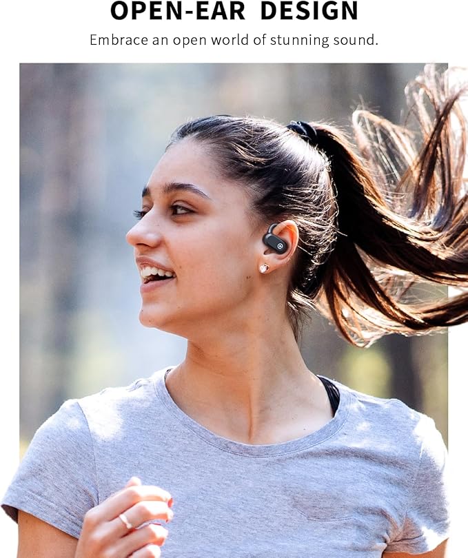 CXK Open Ear Headphones Bluetooth 5.4 Bone Conduction Headphones, True Wireless Earbuds with 60Hrs Stereo Sound, 0.27oz Lightweight Design, Open Earbuds with Mic, IPX6 Waterproof for Running, Black