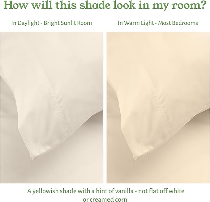 California Design Den King Sheets Set - Soft 100% Organic Cotton Sheets with Deep Pockets, Crisp Percale, Breathable and Durable Bedding Set - Ivory (Cream Tone)
