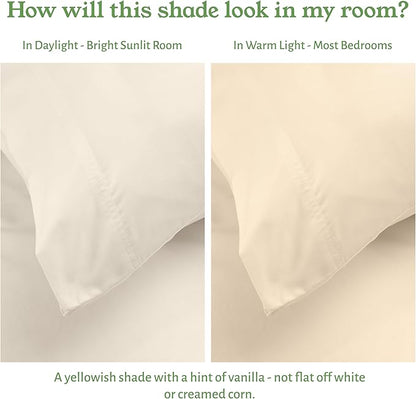 California Design Den Cal King Sheet Set - Soft 100% Organic Cotton Percale Sheets with Deep Pockets, Crisp, Breathable and Durable Bedding Set - Ivory (Cream Tone)