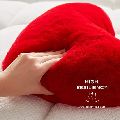 YRXRUS Heart Pillow, Red Heart Pillows, Love Pillow Gifts, 14X17 Inch Large Heart Shaped Pillows, Faux Rabbit Fur Coquette Room Decor Throw Pillows, Living, Bedroom