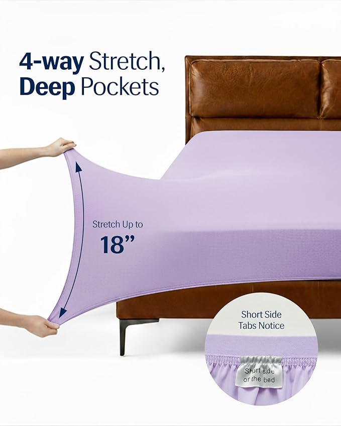 REST® Evercool®+ Starter Sheet Set, King, Lavender, Breathable Bed Sheets for Hot Sleeper and Night Sweats, with Pillowcases, Ionic+ Self-Cleaning Silver Yarn for Sensitive Skin, 3PCS No Flat Sheet