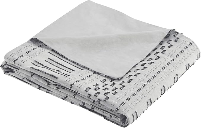 INK+IVY Rhea 100% Cotton Duvet Set Mid Century Modern Boho Design, All Season Comforter Cover Bedding Set, Matching Shams, Full/Queen, Geometric Clipped Jacquard Grey 3 Piece