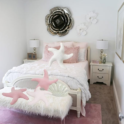 Marble Empire White Starfish Pillow for Couch and Bed, Coastal Decor Throw Pillow, Ocean Beach Theme Accent Pillow for Living Room