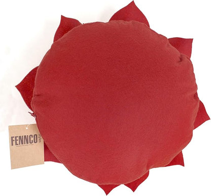 Fennco Styles Handmade 3D Heart-Shaped Petals Flower Decorative Filled Throw Pillow 13" Round - Red Floral Pillow for Couch, Home Décor and Holiday, Housewarming Gift
