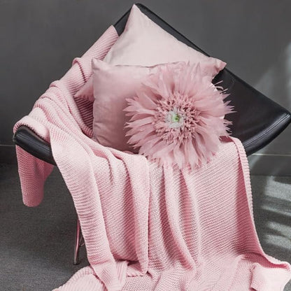 Handmade 3D Flower Throw Pillow Pink Decorative Daisy Floral Accent Pillow Cute Round Velvet Cushion for Bed Couch Car Chair Bedroom Living Room Boho Farmhouse Home Decor 14Inch Rose Gold