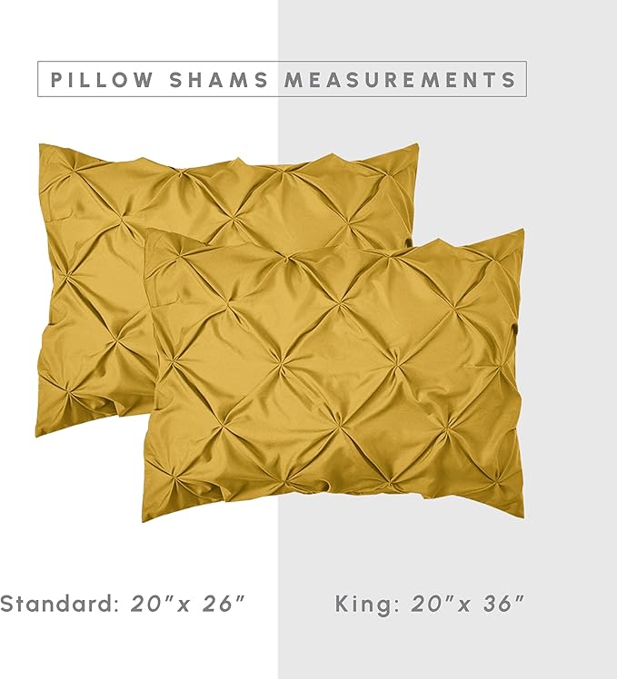 Elegant Comfort 8-Piece Pinch Pleated Comforter Set - All Season Complete Bed in a Bag, Includes 4pc Smart Sheet Set, Bed Skirt, Comforter, Matching Pillowcases and Shams, Full/Queen, Mustard Yellow