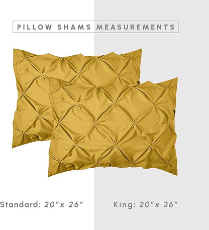 Elegant Comfort 8-Piece Pinch Pleated Comforter Set - All Season Complete Bed in a Bag, Includes 4pc Smart Sheet Set, Bed Skirt, Comforter, Matching Pillowcases and Shams, Twin/Twin XL, Mustard Yellow