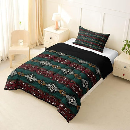 Erosebridal Southwestern Comforter Set - Twin Bohemian Geometric Quilt, Ethnic Tribal Arrow Bedding Set, Duvet Insert, Country Western Room Decor for Bedroom, Green