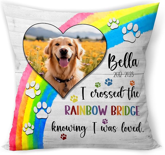 Custom Pet Memorial Throw Pillow (Insert Included), Photo Pillow, Pet Loss Gifts Sympathy Gifts For Pet, Pet Memorial Pillow Cover, Pillow Pet Dog, Dog Memorial Gifts For Loss Of Dog, Square Pillows