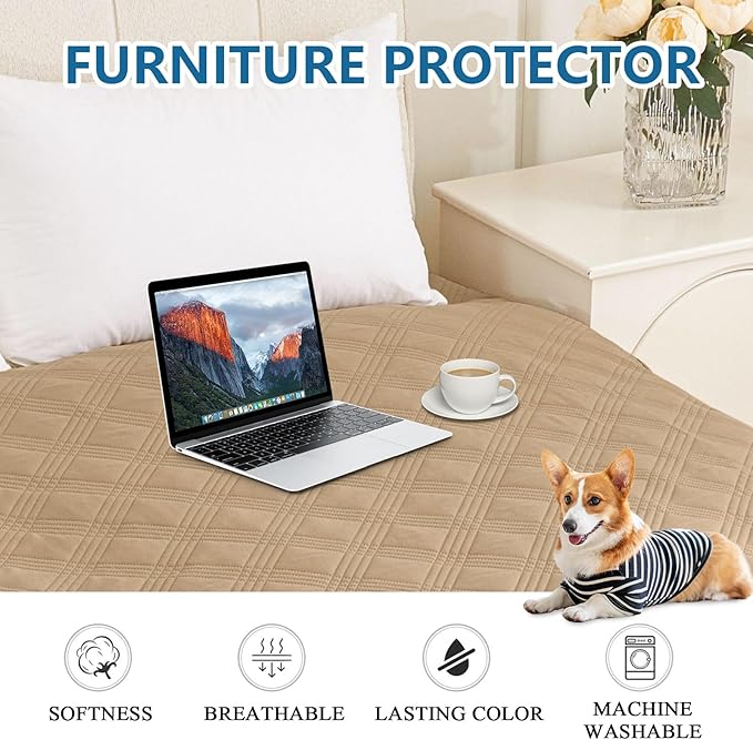hyha Waterproof Dog Blanket, Reversible Pet Bed Blanket, Soft Sofa Couch Cover for Dogs Washable, Waterproof Pet Couch Covers for Sofa Puppy Cats Furniture Protector(40"x50", Camel/Beige)