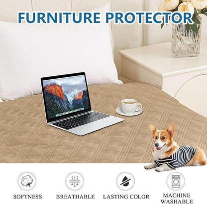 hyha Waterproof Dog Blanket, Reversible Pet Bed Blanket, Soft Sofa Couch Cover for Dogs Washable, Waterproof Pet Couch Covers for Sofa Puppy Cats Furniture Protector(52"x82", Camel/Beige)