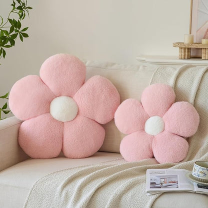 Zlgkjk Flower Pillow, Decorative Throw Pillows with Soft Plush for Couch Bed, Cute Daisy Pillow Cushion Home Decor Floral Throw Pillow (Pink, 19.6 Inches)