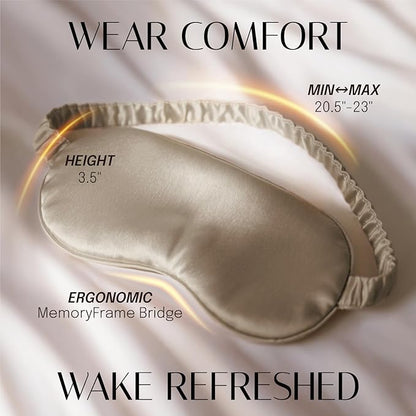 OLESILK Silk Sleep Eye Mask Blindfold with Double Layer Silk Filling for Full Night's Sleep, Luxury Eye Cover Eyeshade for Women Men with Travel Bag and Ear Plugs, Taupe