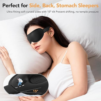 Light Blocking Sleep Mask with Adjustable Strap, 3D Eye Mask for Sleeping, Side Sleeper Friendly for Men & Women, Zero Eye Pressure Blindfold for Travel, Nap