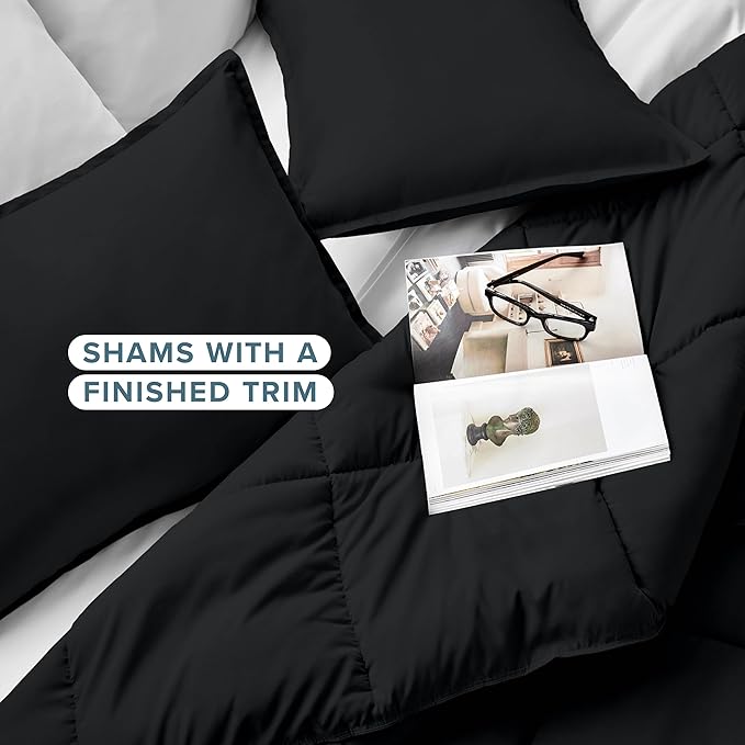 Bare Home Comforter Set - Queen Size - Ultra-Soft - Goose Down Alternative - Premium 1800 Series - All Season Warmth (Queen, Black)