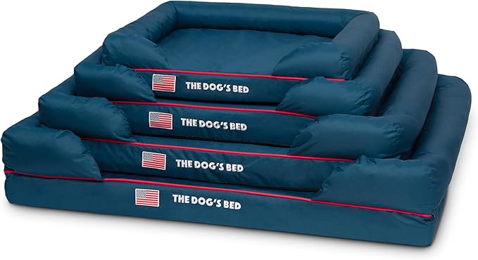 The Dog’s Bed Replacement Outer Cover, Oxford Fabric, Blue with Red Trim & USA Flag, Small