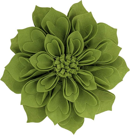 Fennco Styles Handmade 3D Heart-Shaped Petals Flower Decorative Filled Throw Pillow 13" Round - Kiwi Floral Pillow for Couch, Home Décor and Holiday, Housewarming Gift (Kiwi)