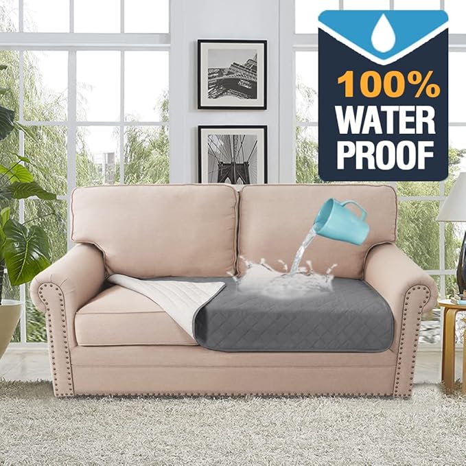 H.VERSAILTEX Couch Cover for Dogs Washable 100% Waterproof Sofa Cushion Cover Dog Bed Cover Non-Slip Pet Blanket for Sofa Cushion Protector, 35" x 62", Grey