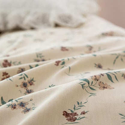 King Size Floral Comforter Set 3 Pieces Soft Cute Vintage Floral Bedding Comforter Lightweight Garden Style King Floral Botanical Comforter Set for All Seasons 1 Comforter and 2 Pillowcases