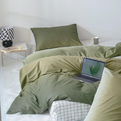 CLOTHKNOW Green White Queen Comforter Set Gradient Green Bedding Comforter Sets All Season Soft Comforter with 2 x Pillow Cases